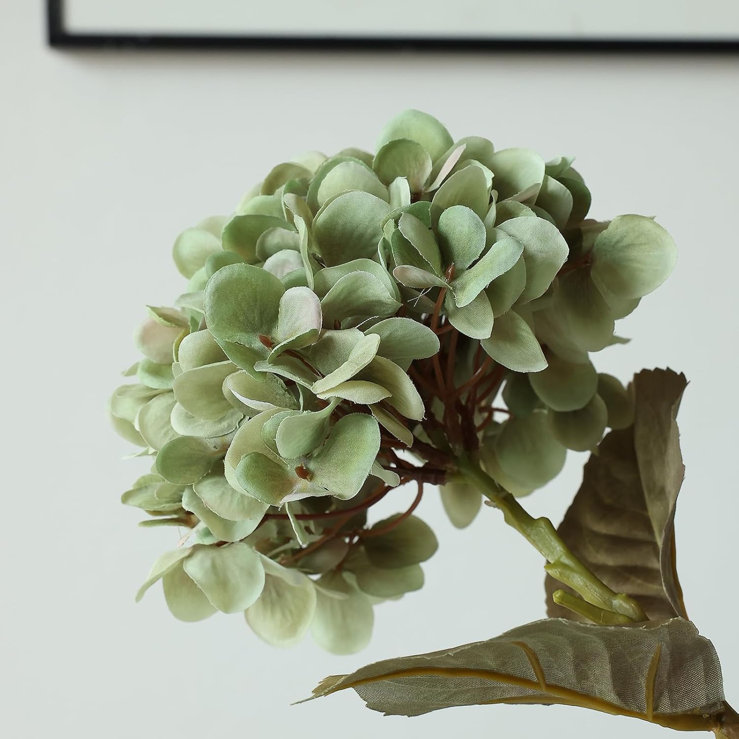 mizii 4Pcs Green Artificial Hydrangea Flowers Large Fake Silk Hydrangea Flower with Leaves Stems Realistic Faux Hydrangeas Decorations for Wedding Table Centerpieces Vase Home Decor (Green) - Image 7