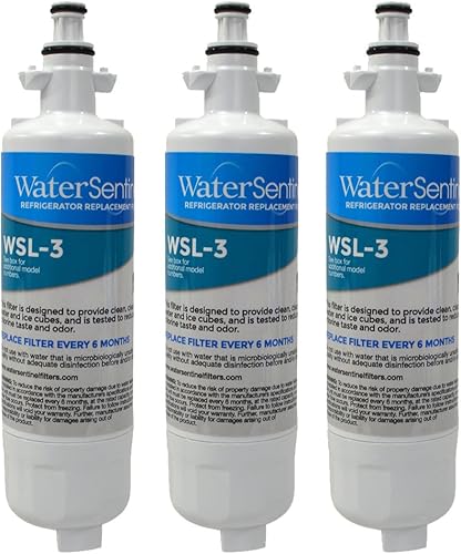 WaterSentinel WSL-3 Filtro de repuesto para refrigerador: compatible con filtros LG LT700P (paquete de 3), azul