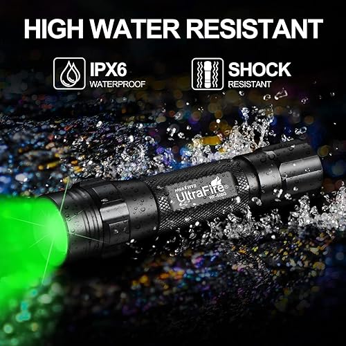 Miniatura 5 de ULTRAFIRE Linterna de luz verde, luz verde de caza LED zoomable, 520-530nm luz verde para caza, linterna verde táctica para cerdo coyote y caza