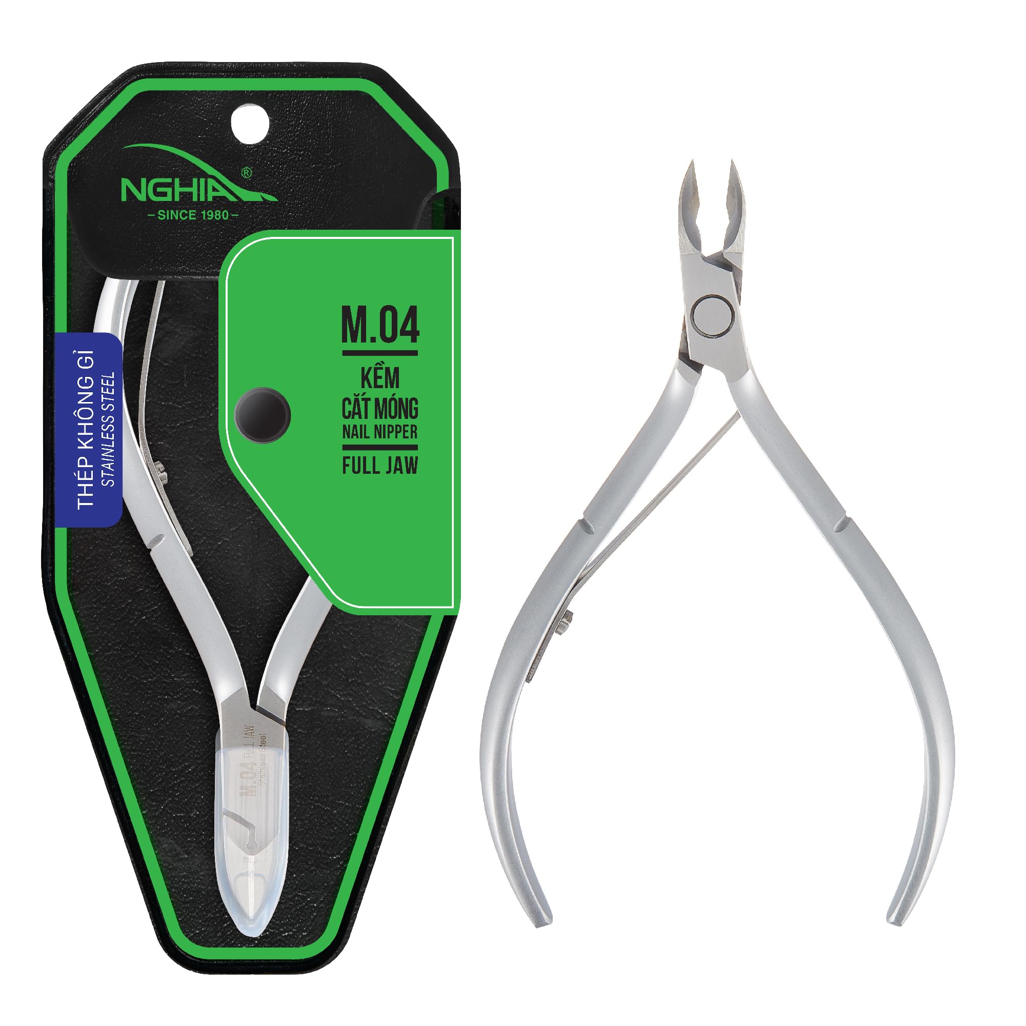 NGHIA Stainless Steel Nail Nipper - M-04: Precision Acrylic Nipper with Grey Plated Jaw, Curve Handle, and Single Spring Mechanism