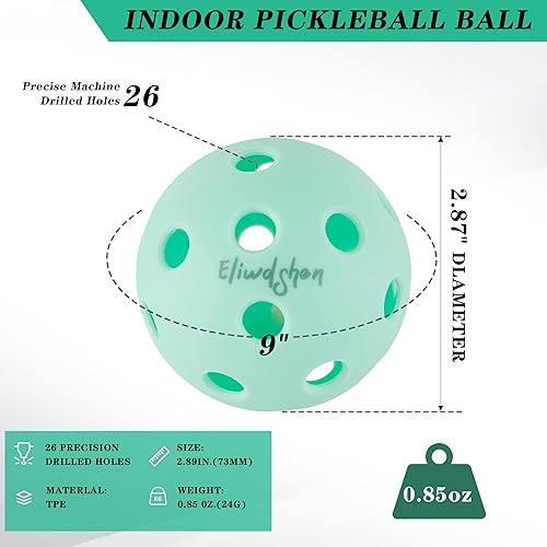 Miniatura 3 de Pelotas de pickleball para interiores, resistentes a las grietas, 26 agujeros, paquete de 6, paquete de 12 unidades, fabricadas según los estándares