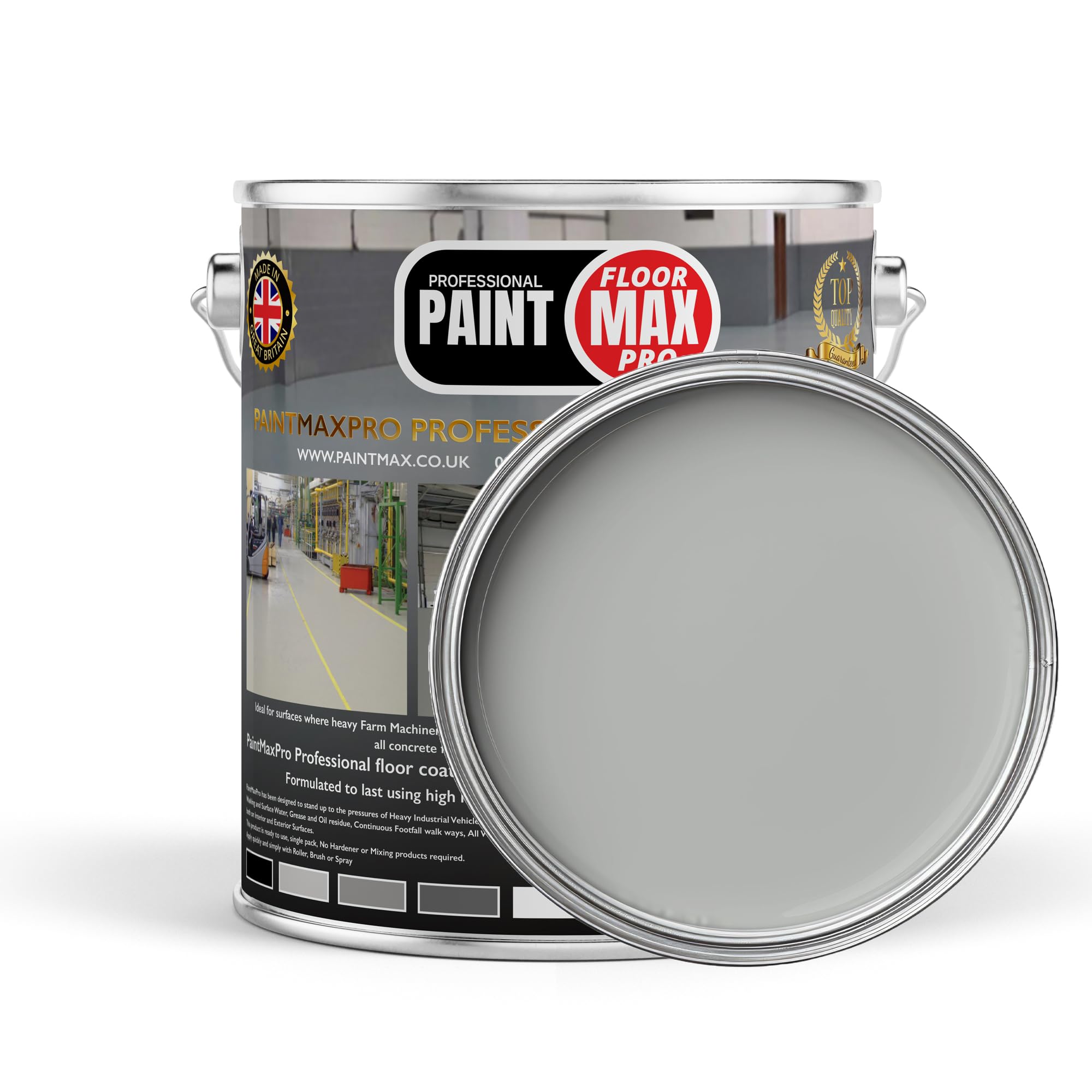 PaintMax Industrial PU350 Polyurethane Concrete Floor Paint Coating (Light Grey, 10 Litre)