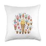 We Like Tees Artsy Dripping Ice Cream Cone Summer Delicious Graphic Throw Pillow, 18x18, Multicolor