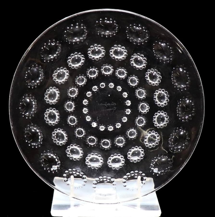 ルネ・ラリック ロザス プレート 大皿 ガラス皿 花柄 バラ窓 1930年代 ルネ・ラリック ロザス プレート 大皿 ガラス皿 花柄 バラ窓