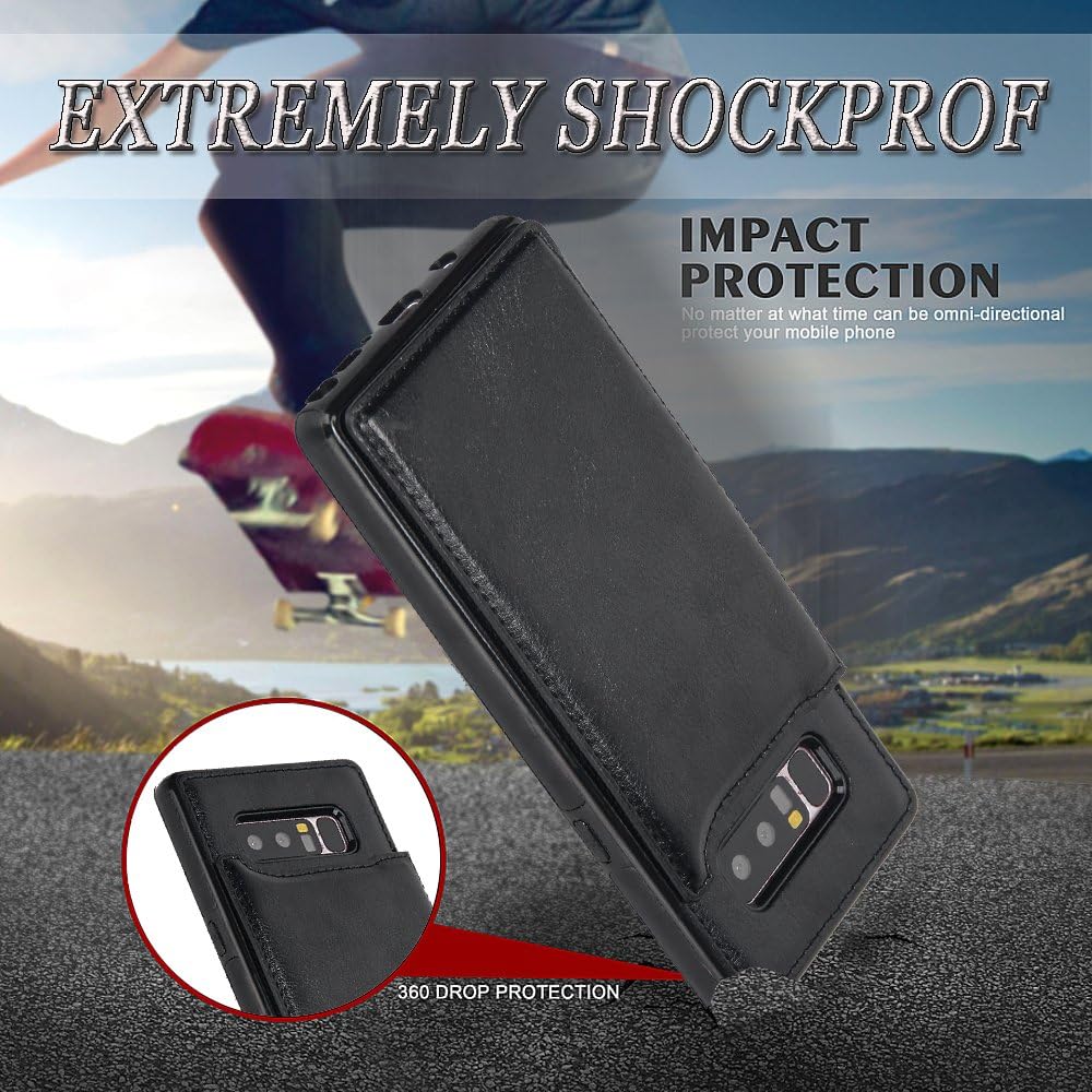 Galaxy Note 8 Wallet Case for Women/Men,Auker Folding Stand Folio Flip Leather Slim Wallet Case with Card Holder Magnetic Closure Secure Fit Protective Purse Case for Samsung Galaxy Note8 (Black)