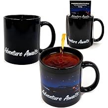 Color Changing Mug Thermochromic Ceramic Coffee Mugs 12OZ Adventure Awaits Magic Heat Reveal Cups Thermochromic Ceramic Tea Cup as Novelty Birthday Gifts for Men and Women