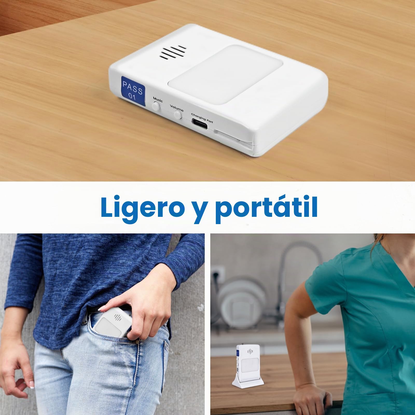 Almohadilla con sensor de cama y localizador de alarma de cama para adultos mayores, almohadilla con sensor de presión de cama con alarma, pacientes de demencia, cuidador, prevención de caídas para