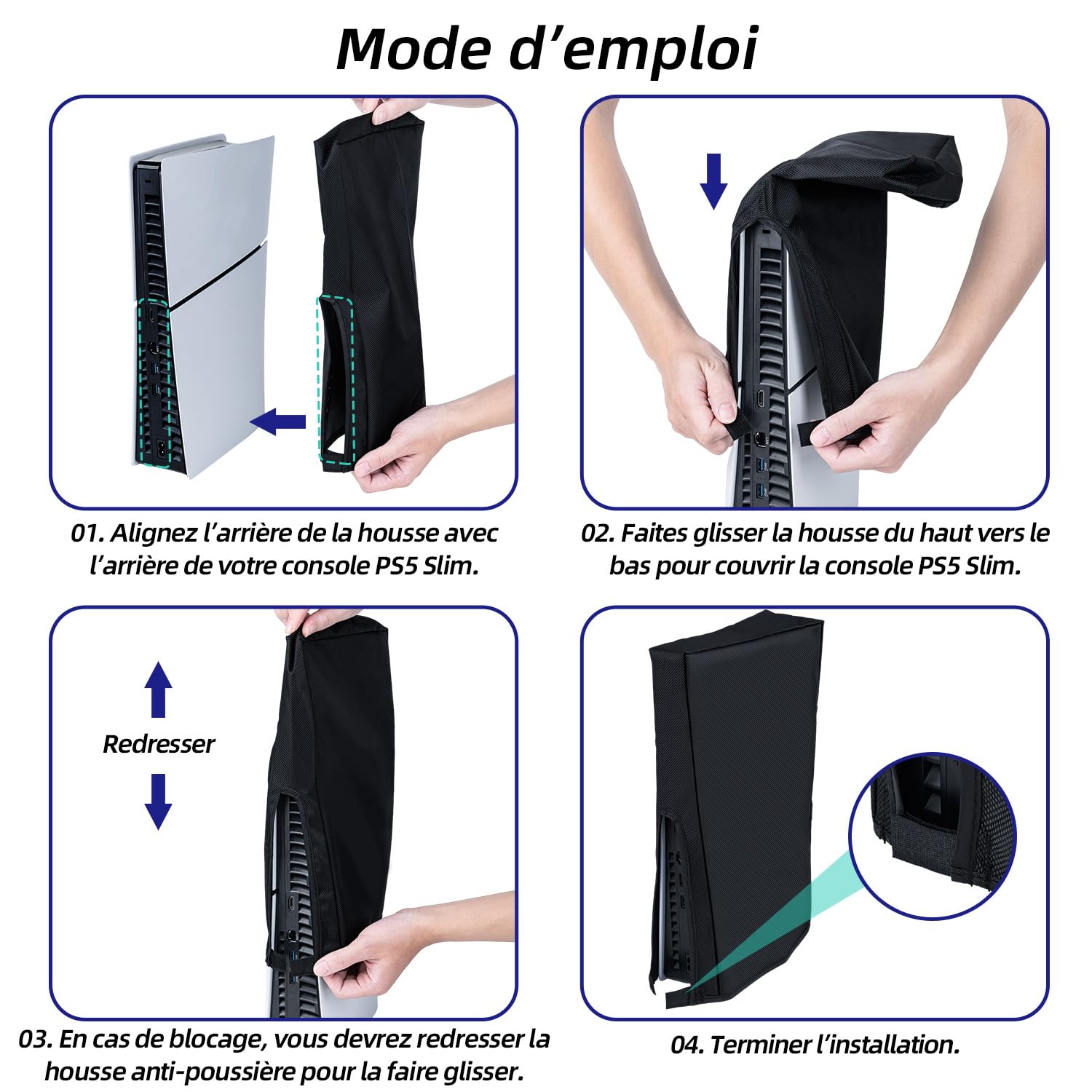 Mcbazel Housse PS5 Slim PS5 Slim Dust Cover Anti-Scratch Housse de Protection Anti-Poussière pour PlayStation 5 Slim Digital/Disc Game Console-Noir
