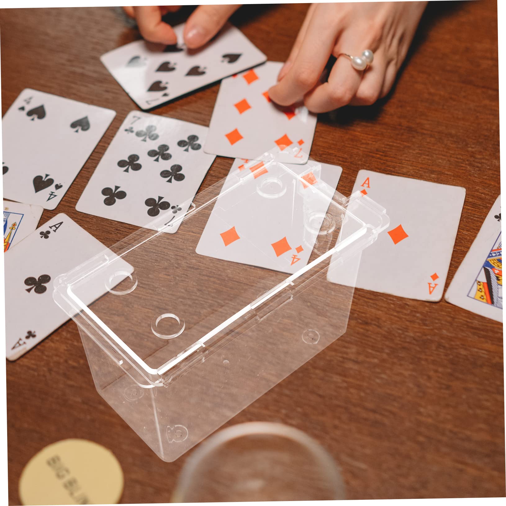 FAVOMOTO Sealing Box Waste Card Box Poker Cards Storage Case Candy Metal Jars Playing Card Storage Game Storage Large Container Storage Boxes with Lid Playing Case Jewelry Organizer Acrylic