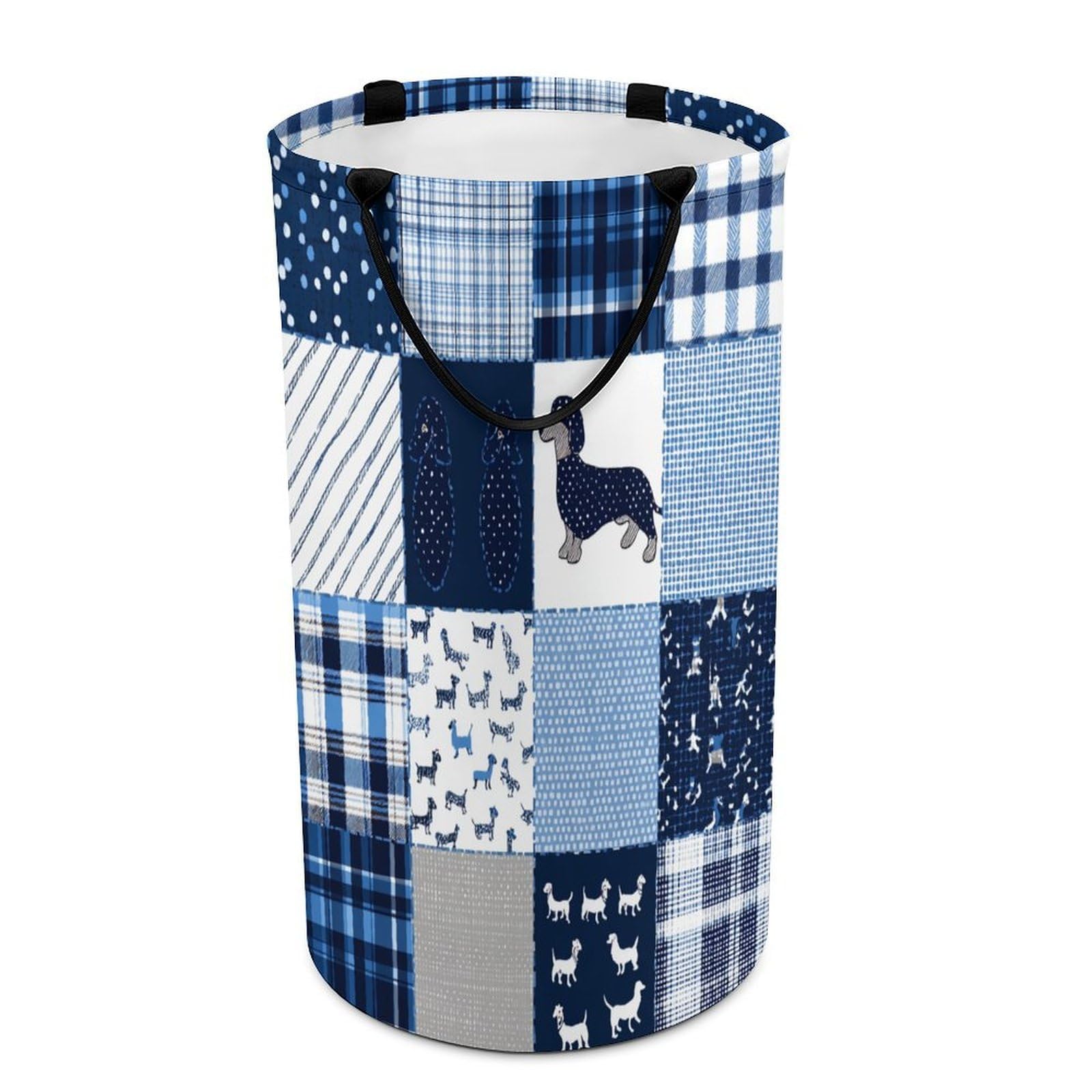 LUYYSKY Cute Abstract Dog Silhouette Versatile Storage Laundry Basket, Fantasy Watercolor Patchwork Art Animals Dog Puppies Large Capacity Bathroom Hamper With Handle