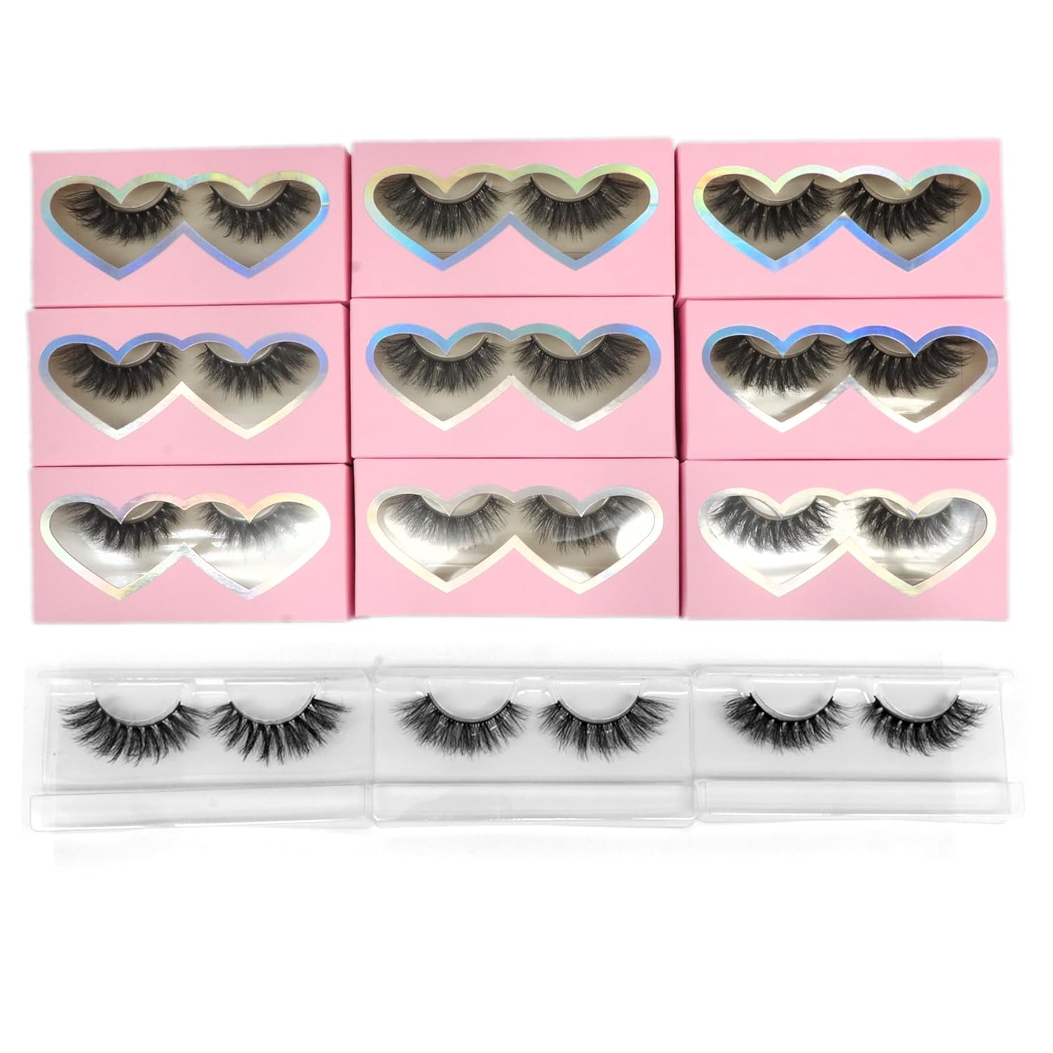 3D5D False Eyelashes 15-18mm Includes 3 Styles 27 Pair PACK Mix Cross Fluffy Natural Look Luxury Volume Faux Mink Lashes Reusable Strip Lashes, Mulitpack