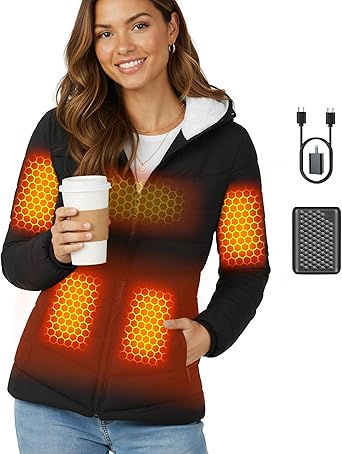 Genovega Graphene Women Heated Jacket 12V Fast Charge 18400mAh Large Capacity