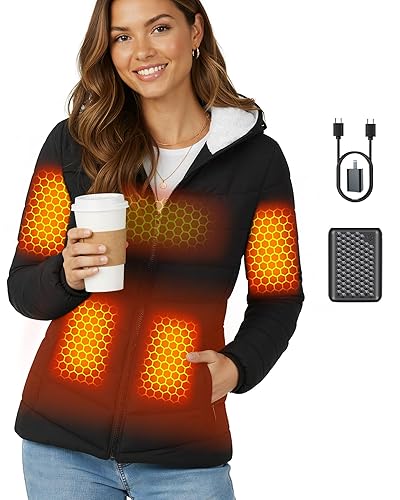 Genovega Graphene Women Heated Jacket 12V Fast Charge 18400mAh Large