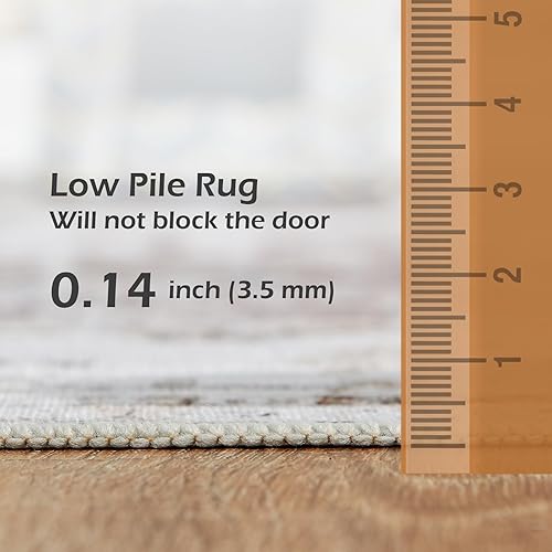 Miniatura 10 de COLLACT Alfombra vintage de 3 x 5 pies, alfombra delgada para interiores, alfombra retro envejecida gris, alfombra con estampado floral, alfombra