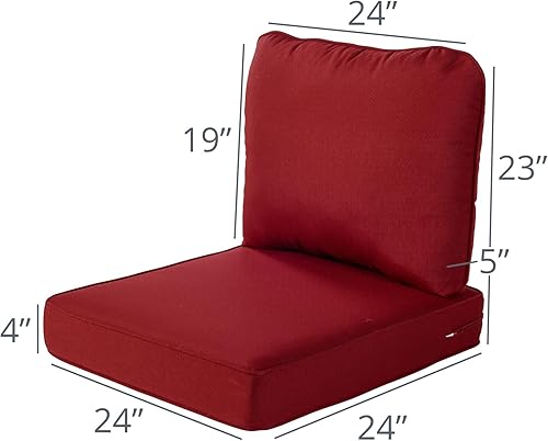 Miniatura 2 de Quality Outdoor Living - Cojín profundo para asiento y respaldo, 24 x 24 pulgadas, rojo, 4 pies cuadrados