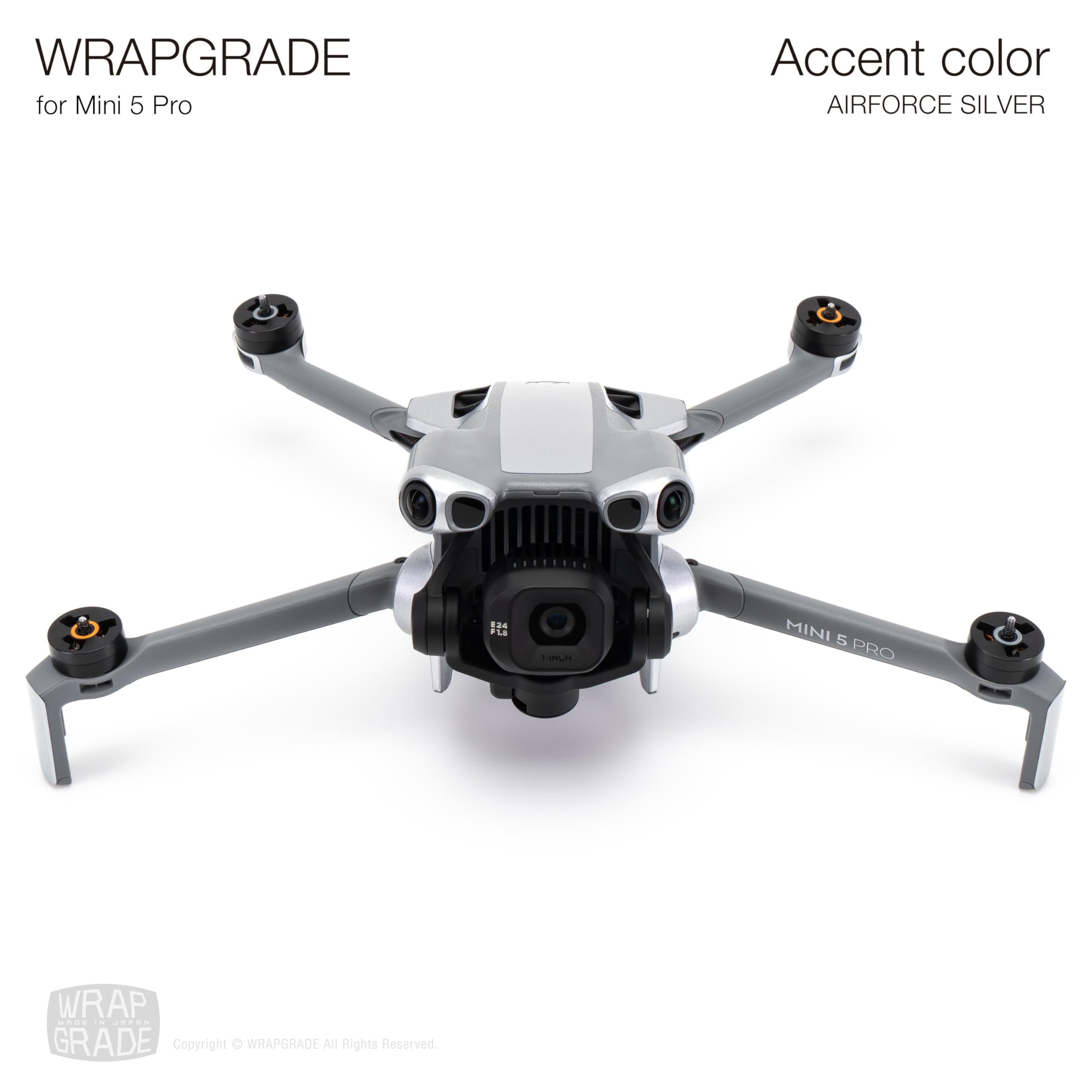 WRAPGRADE Skin Stickers Compatible with DJI Mini 5 Pro Accent Colour (Airforce Silver) - Image 2