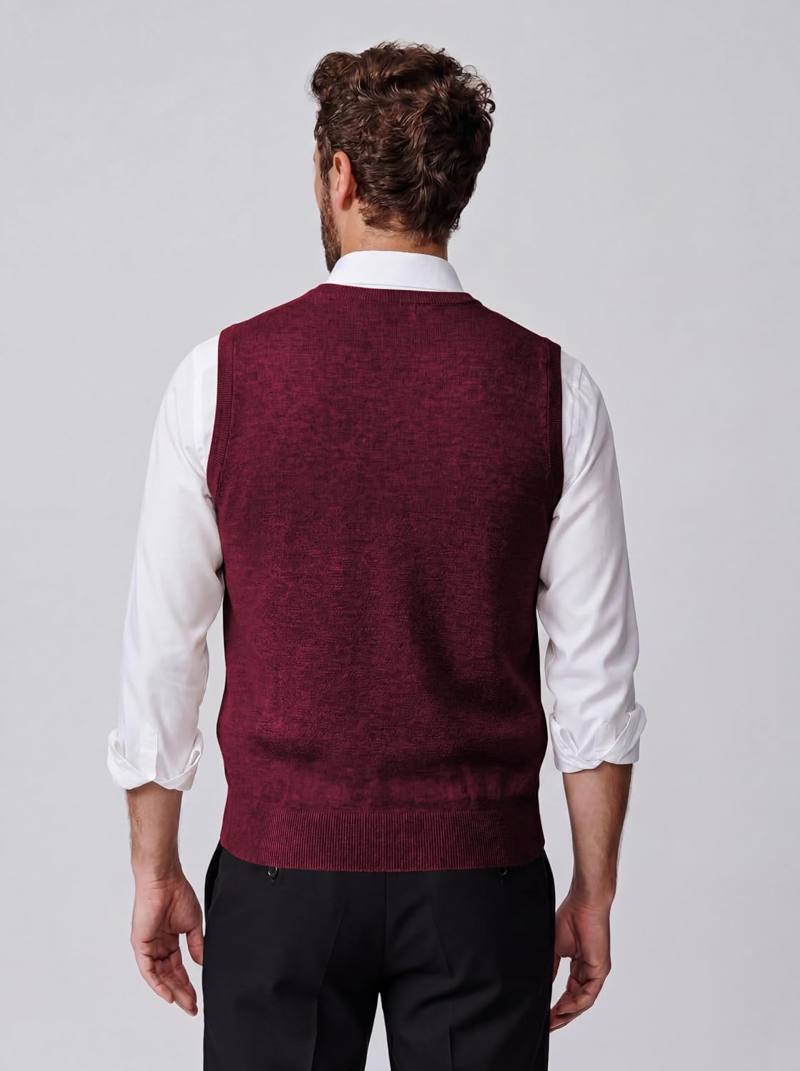 Mens V Neck Sweater Vest, Lightweight Sleeveless Knit Vest