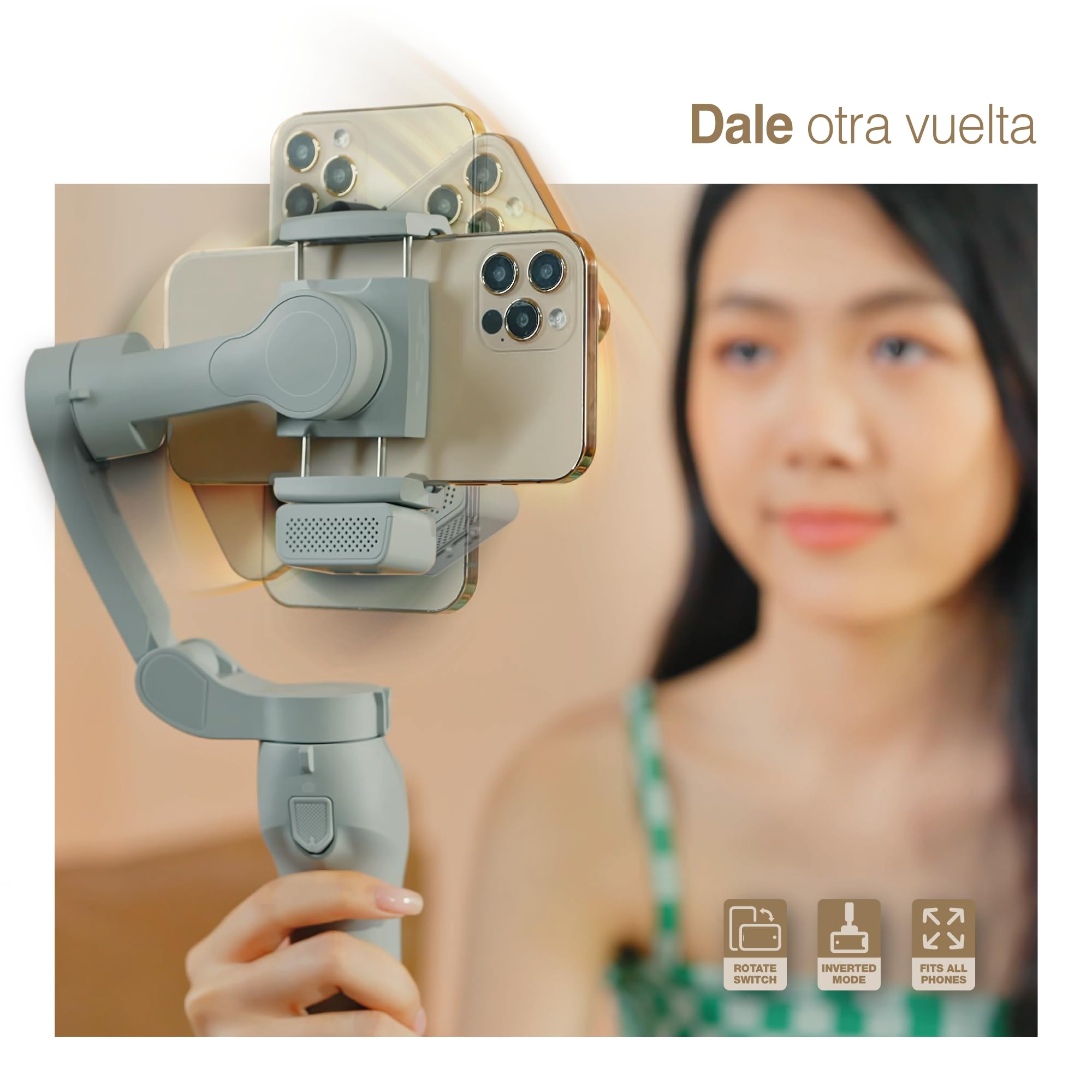 PORTENTUM 7 Pro estabilizador para movil con módulo IA de Seguimiento Independiente – Gimbal para móvil de 3 Ejes Plegable con trípode – App – Compatible iPhone y Android – Vlog, Youtube y TikTok