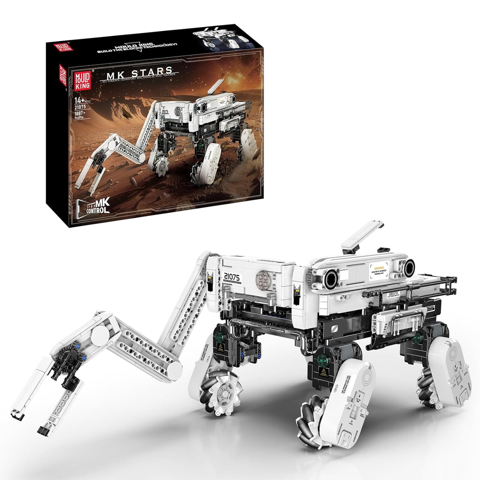 Mould King 21075 Roboter Programmierbar and Ferngesteuerter, APP und Fernbedienung Technik Roboter Bausatz | Roboterhund Bauspielzeug Geschenk