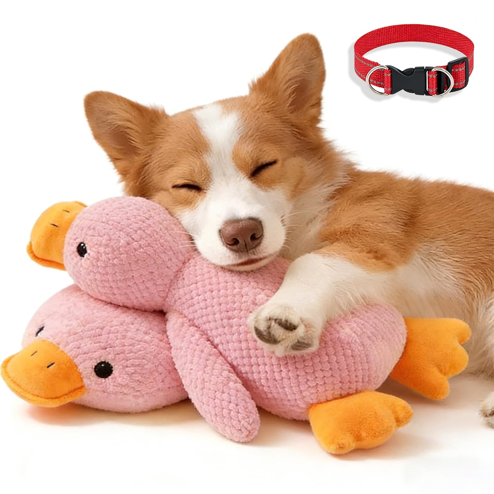rialgirw Paw Love Calming Duck, 2026 Upgraded Plush Ducks Toy for Dogs, Stuffed Calmings Pillow with Quack Sound, Quacking Ducks Toys, Calming Duck Toy for Dogs (Pink, S(25cm/10“))