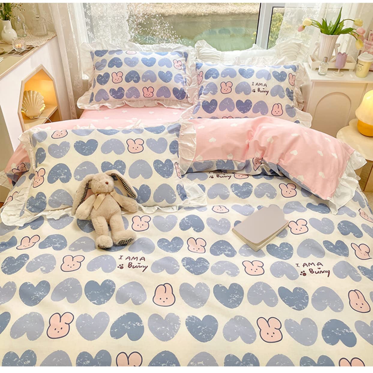 韓国布団カバーセット 丸柄 ダブル 掛布団カバー・枕カバー2枚