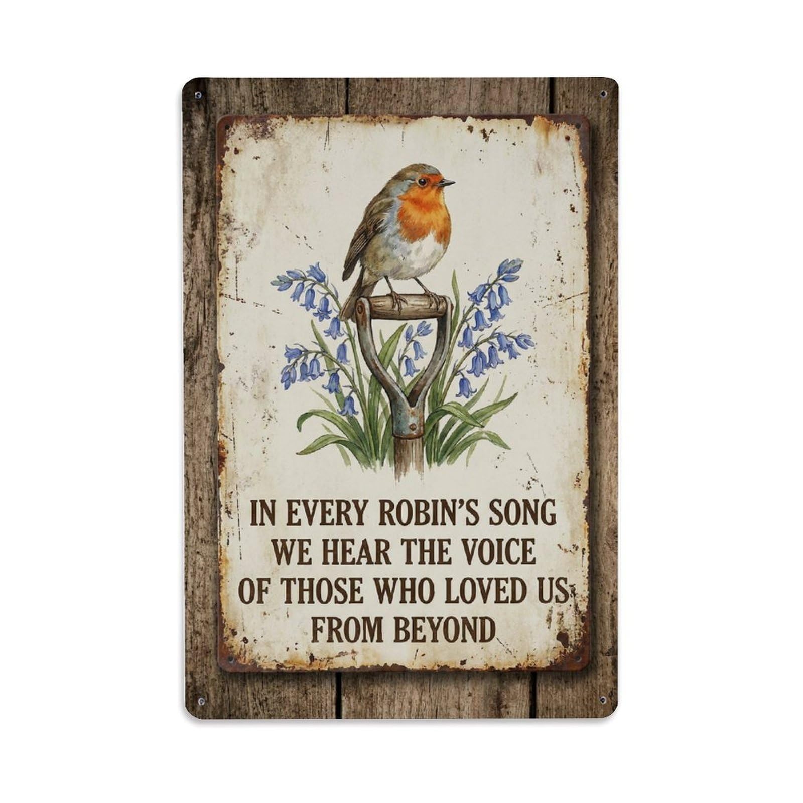 Robin Bird Garden Quote Spirit Metal Tin Sign Plaque Wall Decor for Cafe, Club Bar, Office, Home Garden Metal Poster 8x12Inch