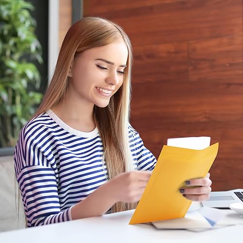 Miniatura 7 de UCGOU Sobres de burbujas de papel kraft de 6 x 10 pulgadas, paquete de 100 sobres acolchados amarillos #0 para pequeñas empresas, autosellantes,