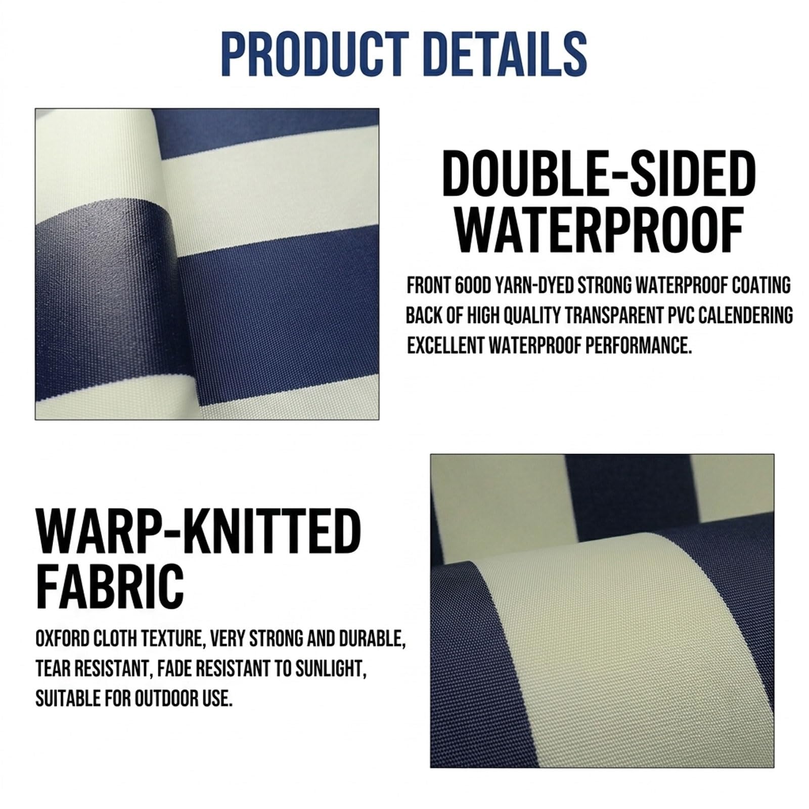 Toile Store Banne Rétractable en Polyester, Tissu de Remplacement avec Lambrequin Protection Solaire et Pluie Anti-UV, Couverture D'auvent pour Terrasse, Balcon et Jardin(3,9.8x6.5ft/3x2m)