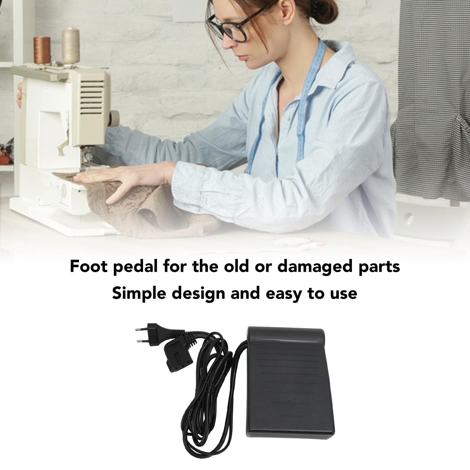 Pedal de Máquina de Coser, Pedal de Control Antideslizante para Máquina de Coser Doméstica con Cable de Alimentación de Repuesto para Select 150, 2.0, 2.2, 3.0, 3.2, 4.0, 4.2