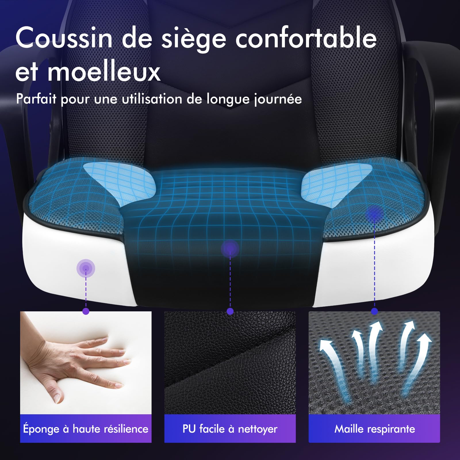 ALFORDSON Chaise de Bureau Racing, Chaise de Bureau Ergonomique réglable en Hauteur et rembourrée, capacité de Charge de 150 kg, Chaise de Jeu PC pivotante pour Bureau à Domicile,Blanc