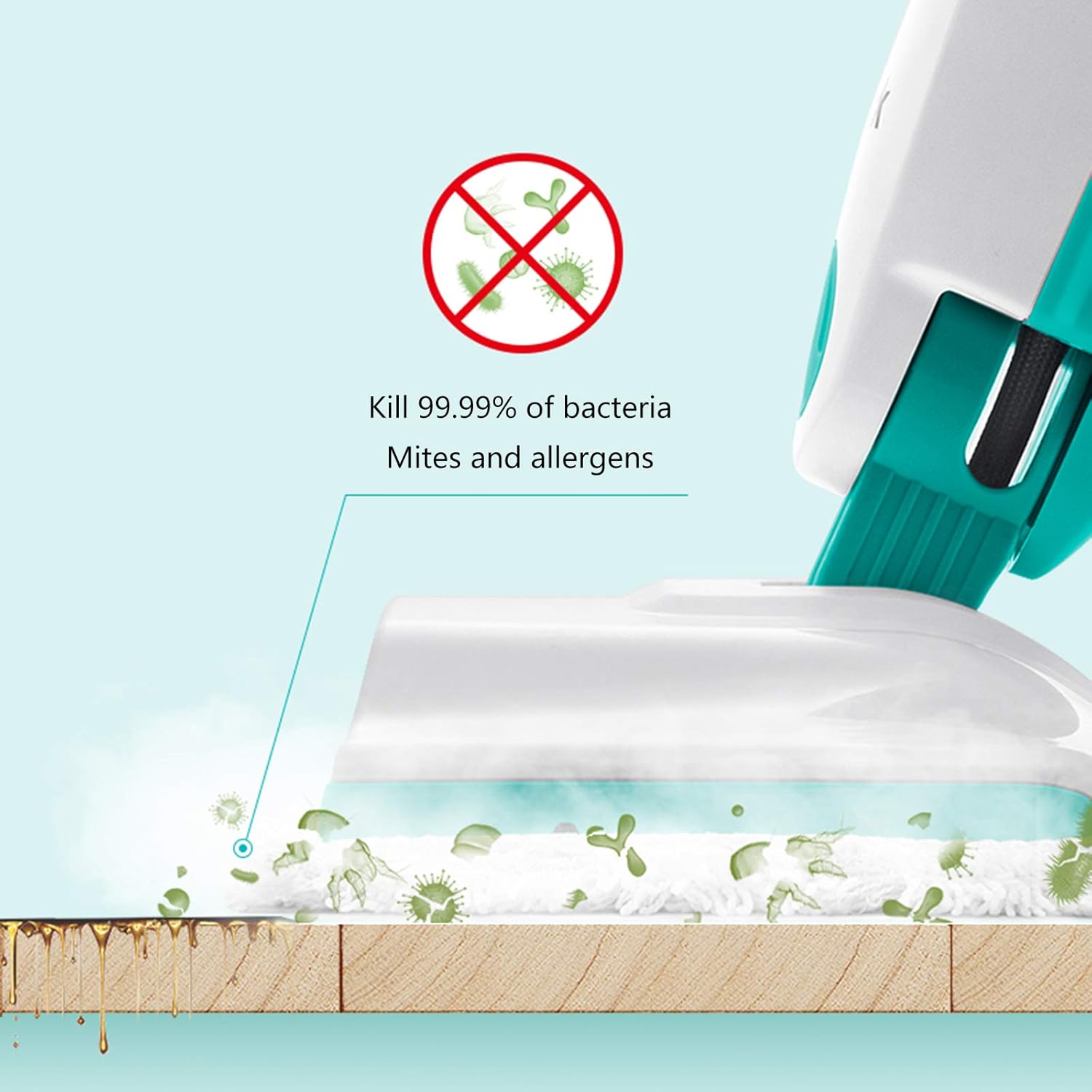 Hand-Held Cleaning Steam Mop Microfiber Brush Vertical Floor Steam Cleaner Three-In-One Multifunctional Floor Cleaner Convenient Detachable Handheld Green