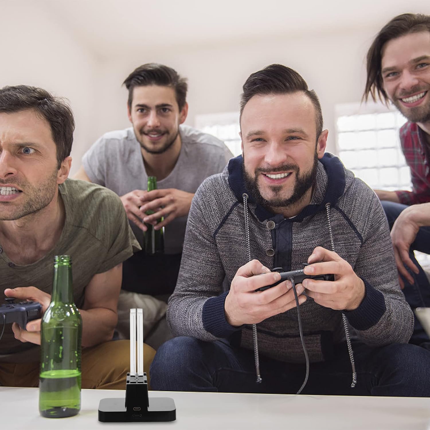 4 Light Column Four Chargers Game Controller Charger Portable Chargers Charging Base Portabke Charger Desk Charging Station Gamepad Charging Dock Abs Handle Colorful/11, Black White, 54322