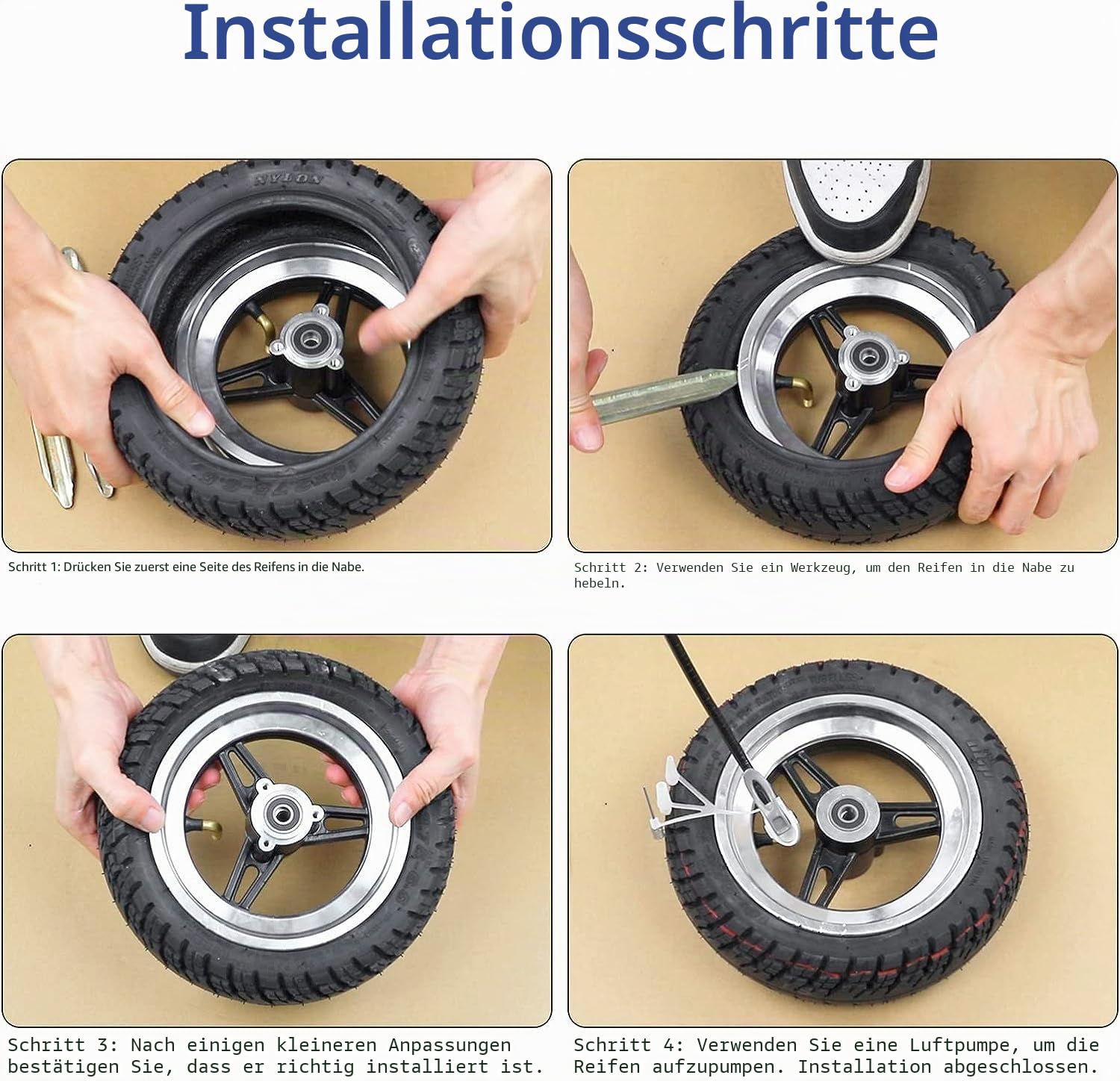 10x2,75-6,5 Offroad-Tubeless-Reifen 10 Zoll dicker Ersatzreifen für KuKirin G3/G2 Master Speedway 5 Dualtron 3 Hover-1 Alpha gotrax G4 Elektro-Scooter Tubeless-Reifen Anti-Rutsch Pannensicher