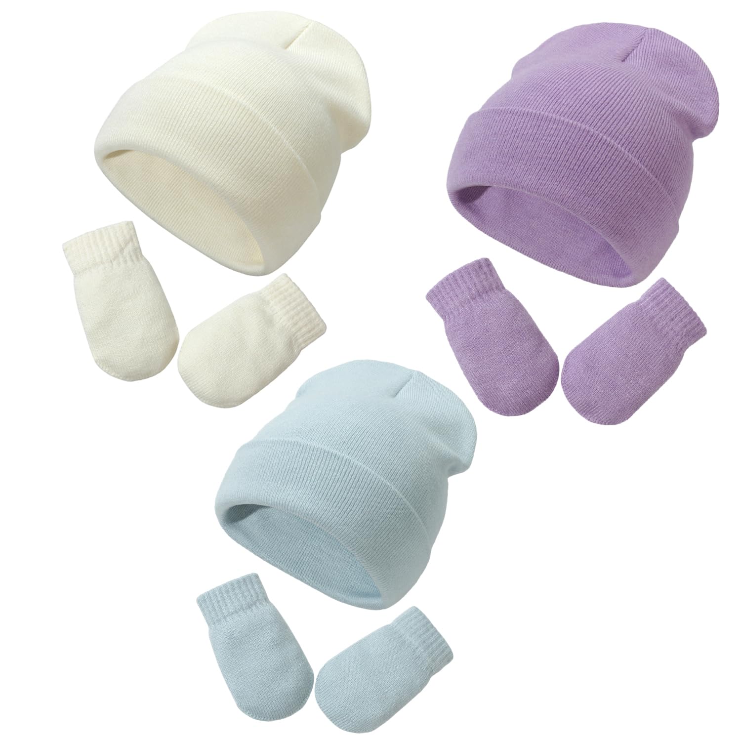 Baby Beanie Hat Gloves Set, Kids Winter Warm Knit Hat with glvoes,Toddler Soft Beanie for Little Boys Little Girls Children