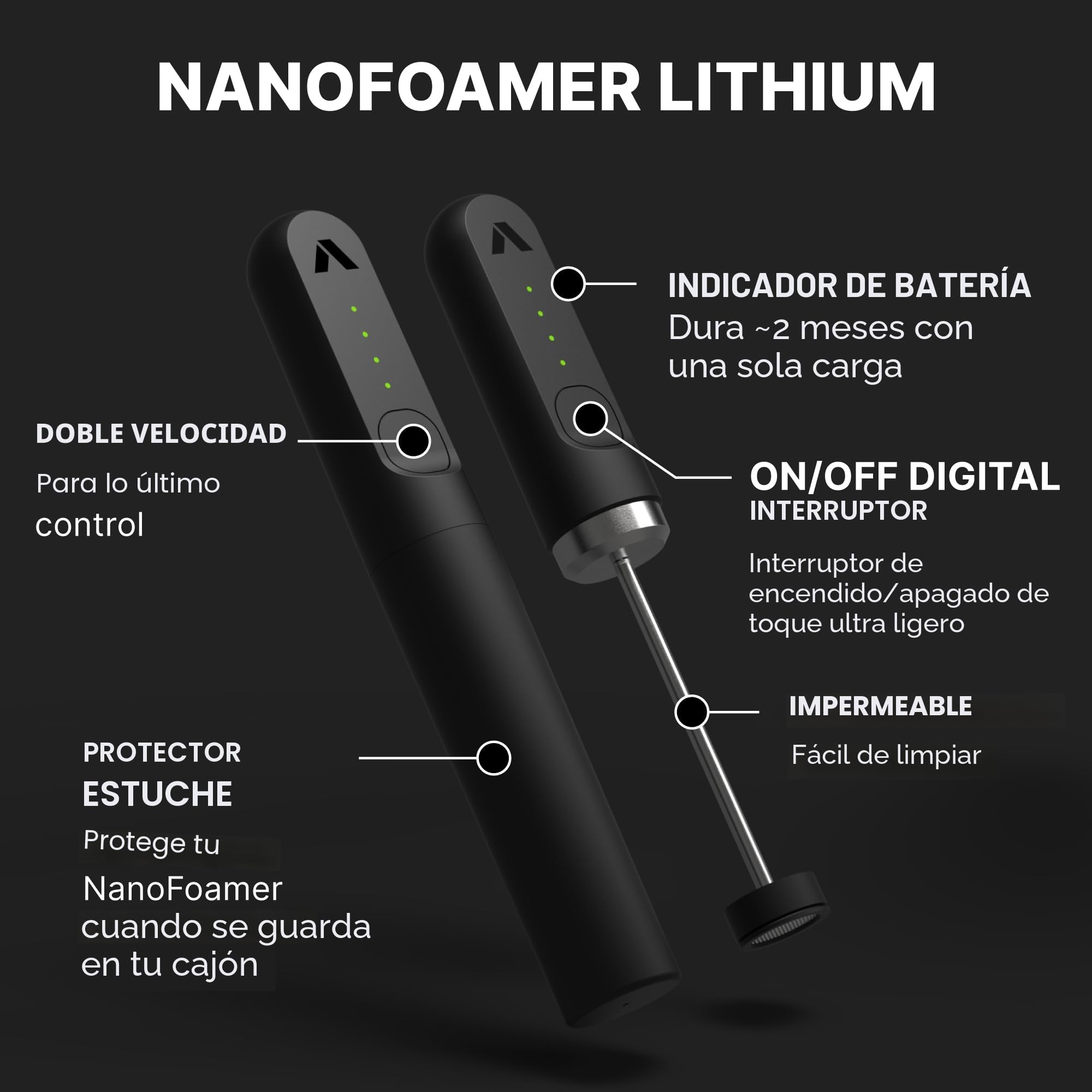 Subminimal NanoFoamerリチウム Subminimal Espumador de leche NanoFoamer de mano de litio