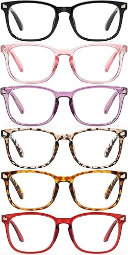 Miniatura 3 de CCVOO Paquete de 5 lentes de lectura con bloqueo de luz azul con funda, filtro de rayos UVdeslumbramiento, para lectura de computadora, anteojos