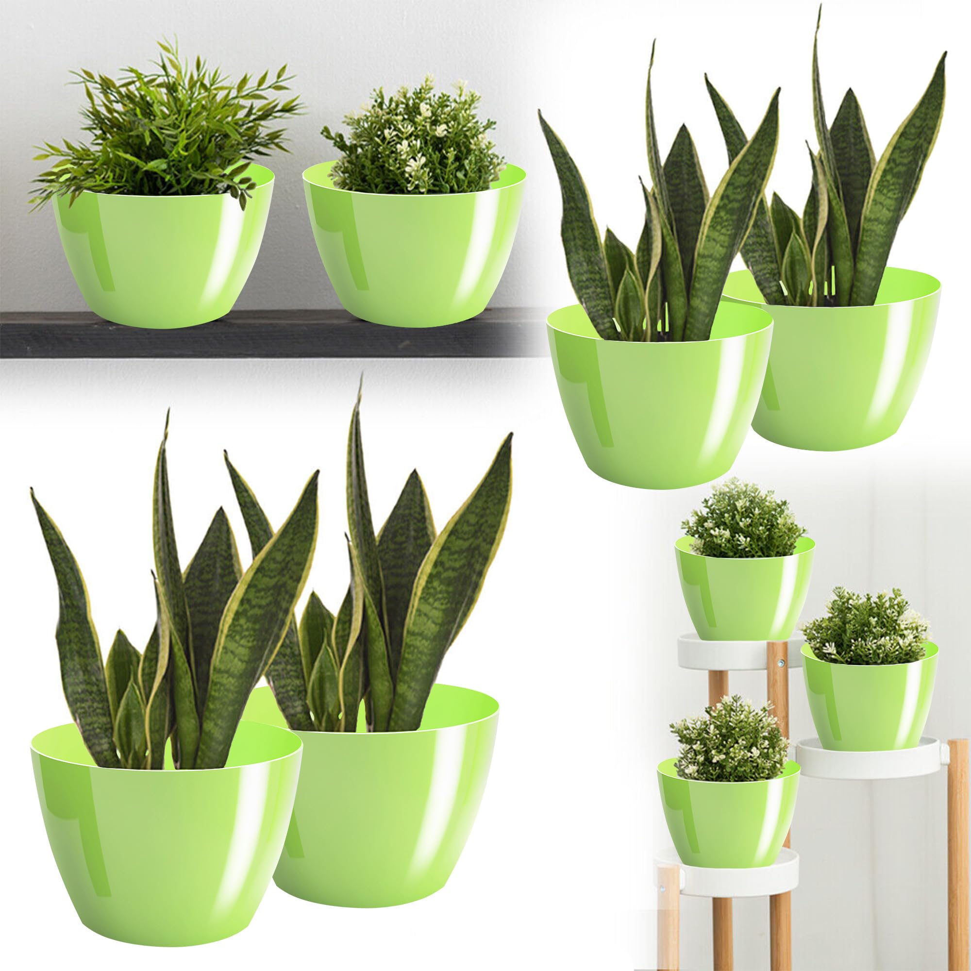 Macetas Brillantes Macetas Decorativas Hierbas Macetas Redondas de plástico duraderas y Ligeras para salón, Comedor, Cocina, terraza, balcón Juego de 2 Piezas (Antracita, diámetro 16 cm) — view 85