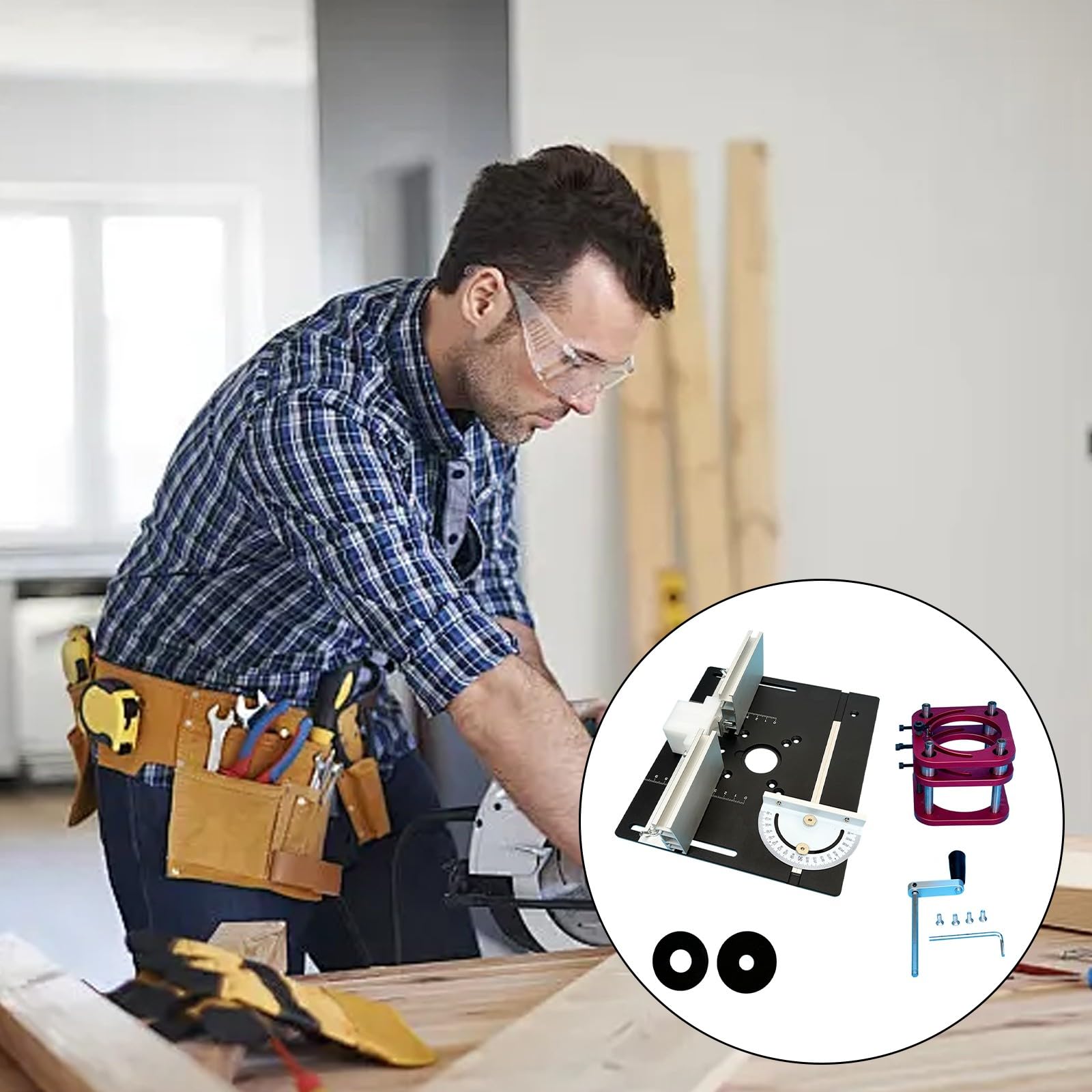 Professionale Legno Router Ascensore Assemblaggio Lega di Alluminio Piastra di Base 240x200mm Dimensioni Regolazione Manuale Stazione di Lavorazione Del Legno Router Ascensore Set