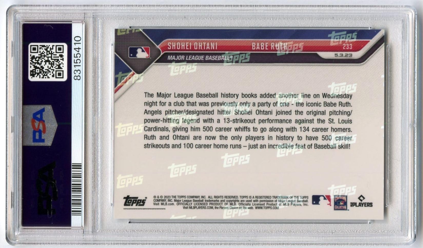 Amazon | ［PSA鑑定カード］ PSA10 GEM MINT 大谷翔平/ベーブ・ルース
