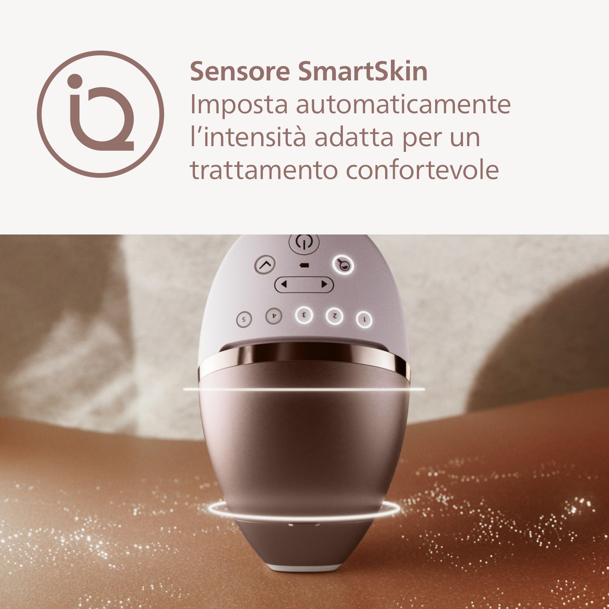 Philips Lumea 9000 Series, dispositivo di epilazione IPL, alternativa ai dispositivi di epilazione laser, SenseIQ, 3 accessori per viso, corpo e zone di precisione, con e senza filo, BRI955/00
