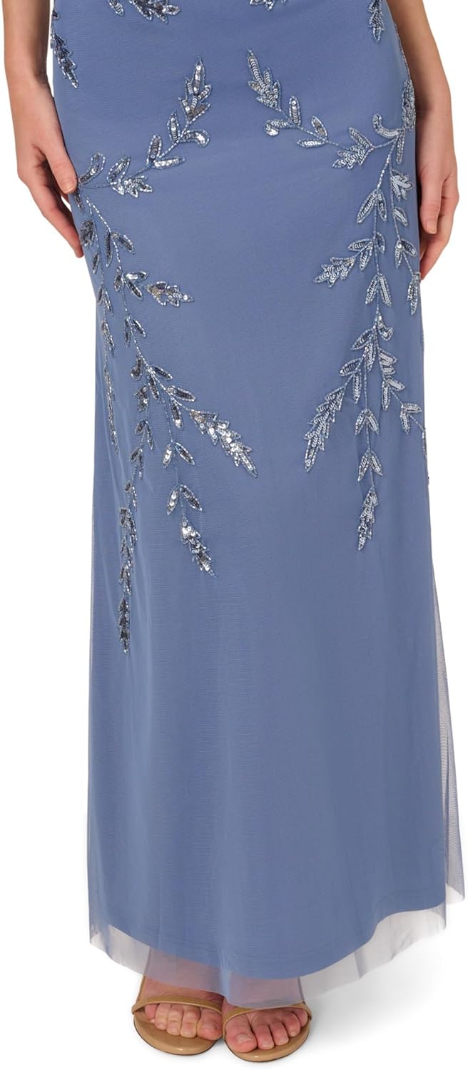 Adrianna Papell Beaded Flutter Blouson Dress, ICY Sage