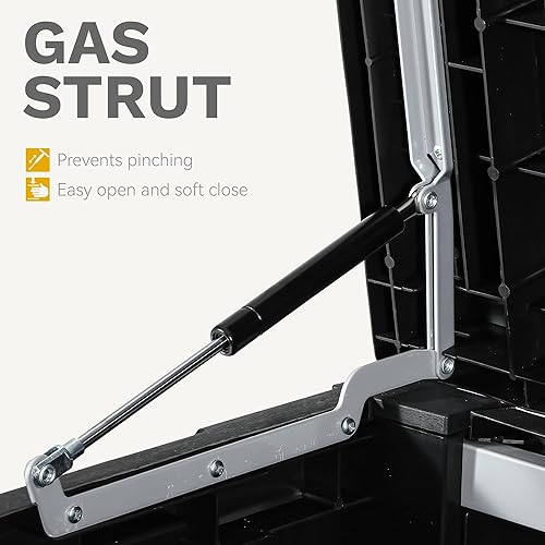 Miniatura 5 de DWVO Caja grande de 120 galones, contenedor de almacenamiento con cerradura para herramientas de jardinería, flotadores de piscina, cojines de