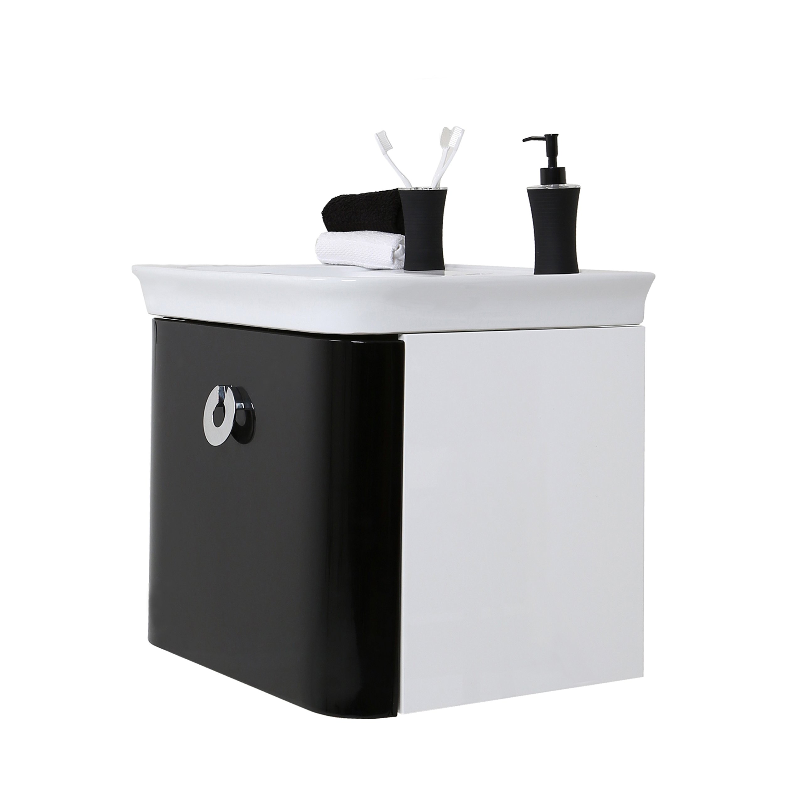 Premier Housewares Adelphi Basin and Under Cabinet Set, Ceramic/MDF, Black, 48 x 60 x 93 cm