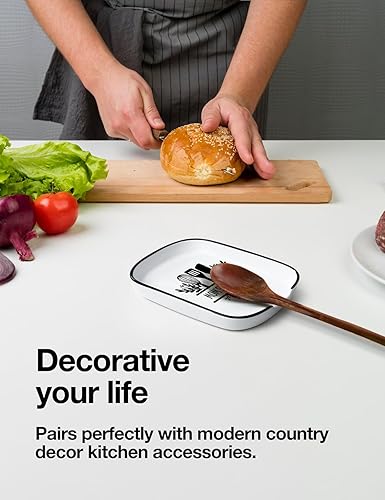 Miniatura 3 de Soporte para cucharas con diseño de flores, soporte para cucharas de cerámica para mesa de comedor, cena, encimera de cocina o estufa, accesorio de