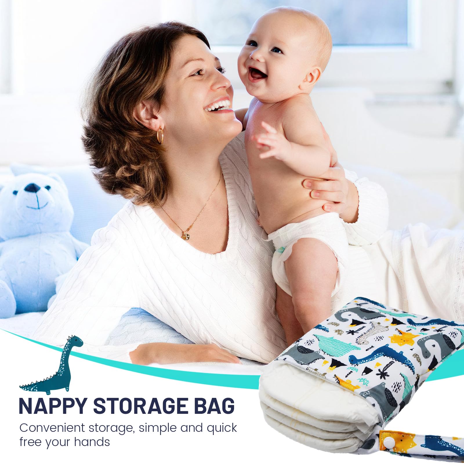 Borsa per Pannolini Lavabili, 2 Pezzi Wet Bag Impermeabile con Cerniera, Riutilizzabile