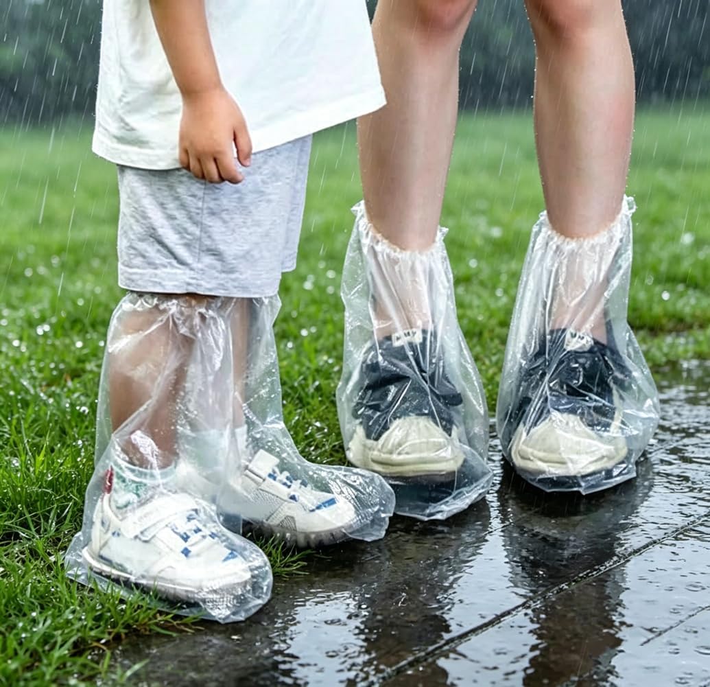 2026 New 10 Pairs Shoe Covers Boot Covers Plastic Disposable Waterproof Shoe Covers for Men and Women Rain Outdoor Indoors Overshoes (Transparent)