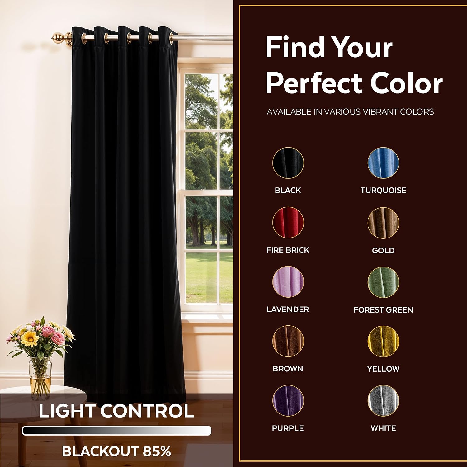 Indian Selections Handmade Black Velvet Curtains, Ring Top Lined Curtains for Window & Door, 43" W X 24" L, It Gives Beauty & Privacy for Bedrooms, Dining Rooms & Living Rooms, Sold in Pair
