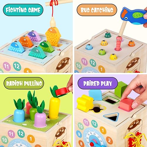 Miniatura 2 de Juguetes Montessori 8 en 1 para bebés niños y niñas, incluye caja de permanencia de objetos, caja de monedas Montessori, juego de cosecha de