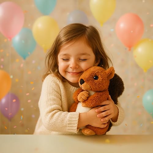 Miniatura 8 de Ardilla de peluche de peluche, juguete de ardilla peluda abrazable para niños, cumpleaños, niños, niñas, bebés, regalo a la hora de acostarse, 9.5