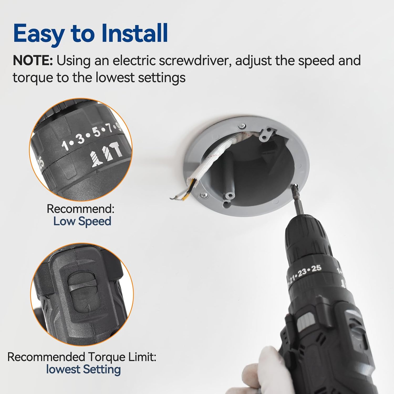 4" Old Work Ceiling Box, 18 CU. in. Round Electrical Box, PVC, UL Listed, 12 Pack